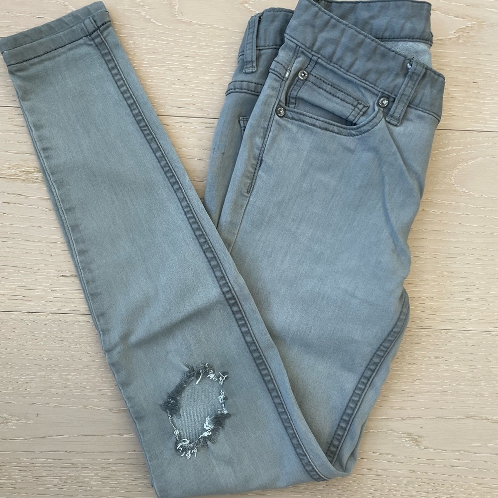 Free people 24” Gray Ripped Skinny Jeans